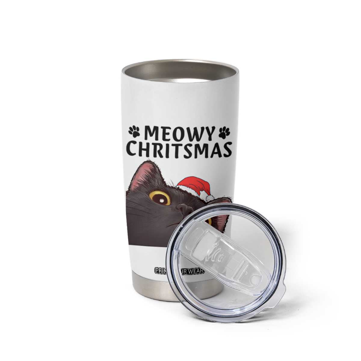 Funny Black Cat Christmas Tumbler Cup Cute Kitty Xmas TS14 Print Your Wear