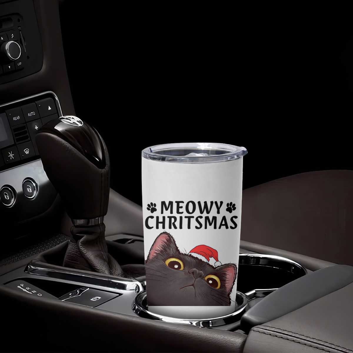 Funny Black Cat Christmas Tumbler Cup Cute Kitty Xmas TS14 Print Your Wear