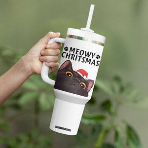 Funny Black Cat Christmas Tumbler With Handle Cute Kitty Xmas TS14 Print Your Wear