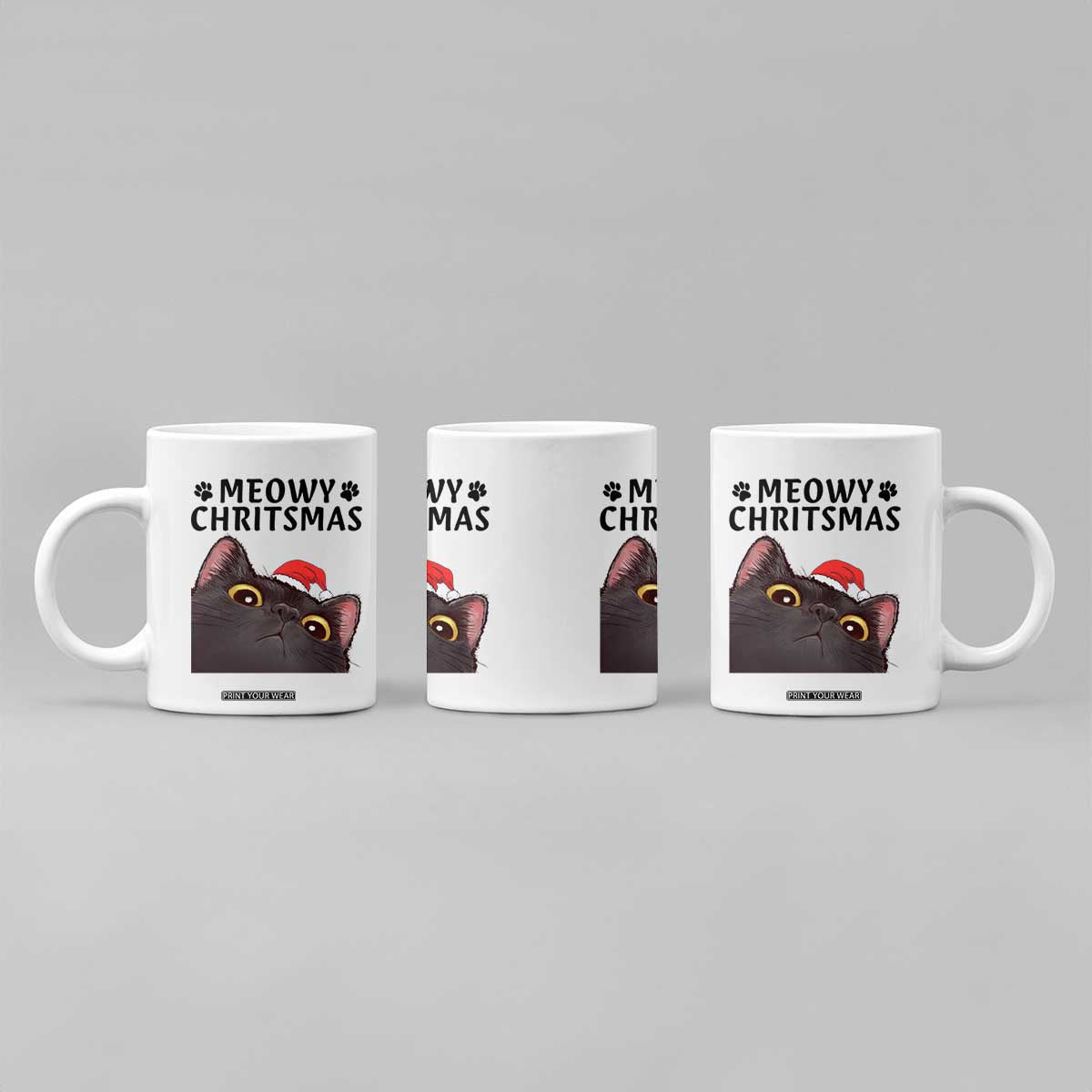 Funny Black Cat Christmas Coffee Mug Cute Kitty Xmas TS14 Print Your Wear