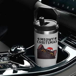 Funny Black Cat Christmas Flip Straw Tumbler Cute Kitty Xmas TS14 Print Your Wear