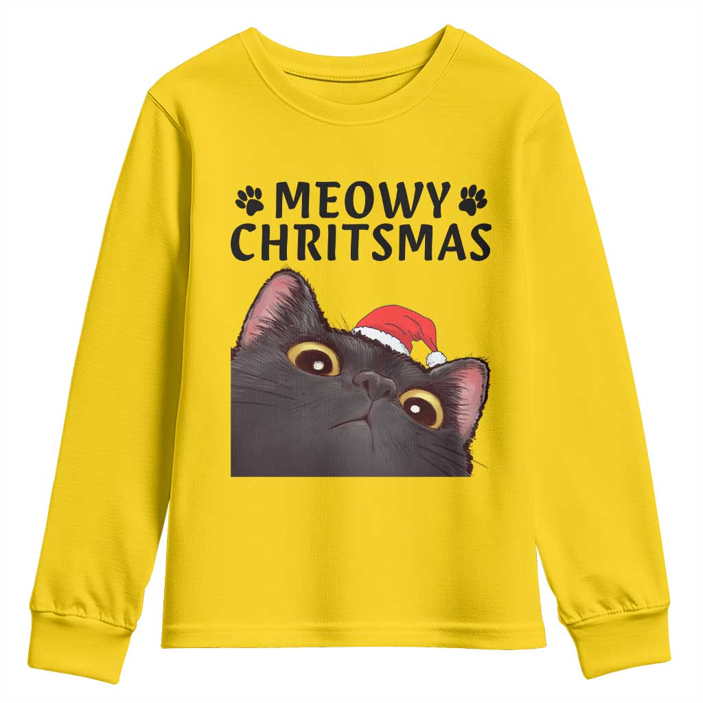 Funny Black Cat Christmas Youth Sweatshirt Cute Kitty Xmas TS14 Daisy Print Your Wear