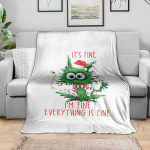 Funny Cat Green Christmas Throw Blanket It Is Fine I Am Fine Everything Is Fine TS14 Print Your Wear