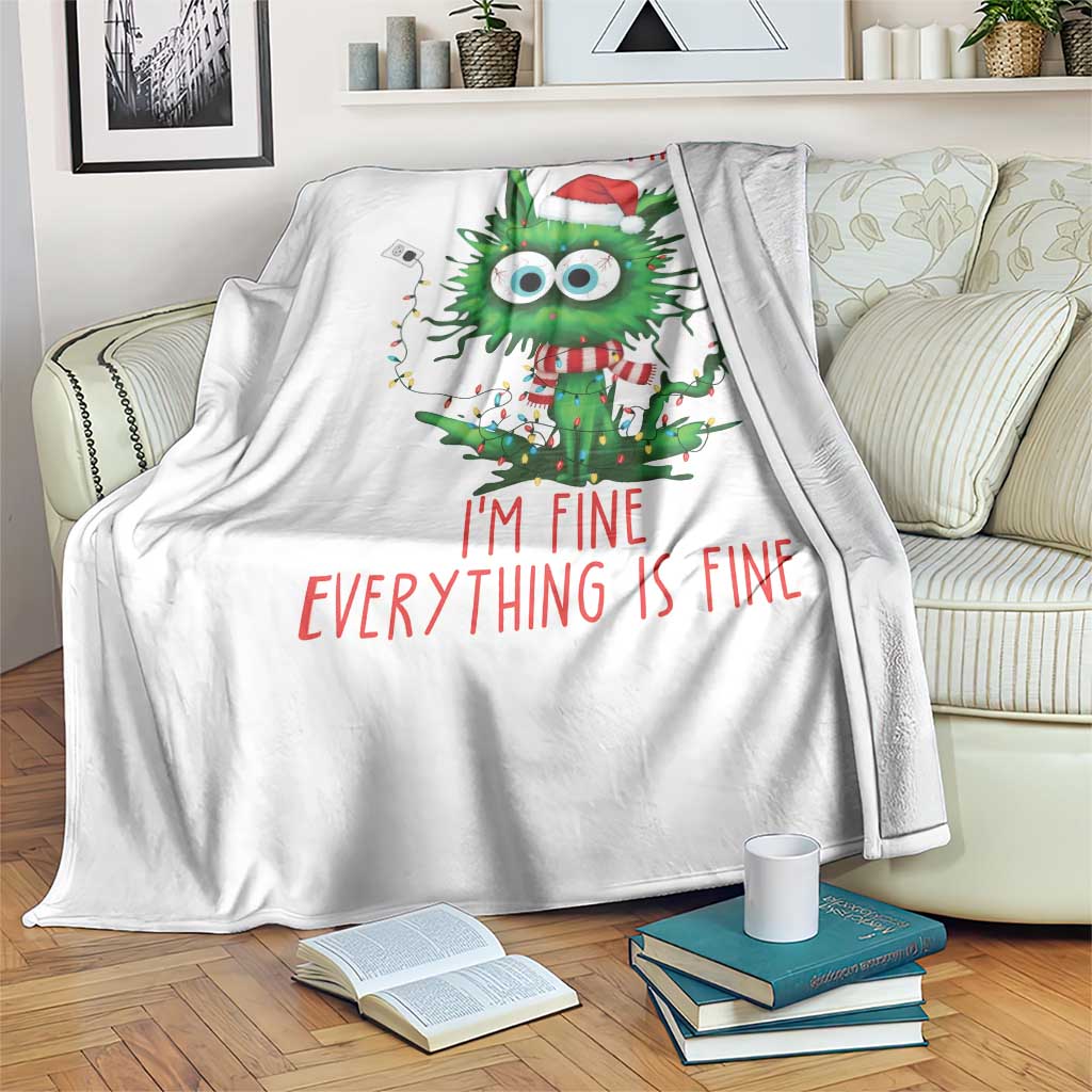 Funny Cat Green Christmas Throw Blanket It Is Fine I Am Fine Everything Is Fine TS14 Print Your Wear