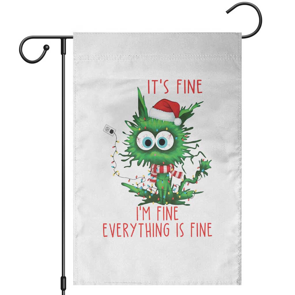 Funny Cat Green Christmas Garden Flag It Is Fine I Am Fine Everything Is Fine TS14 White Print Your Wear