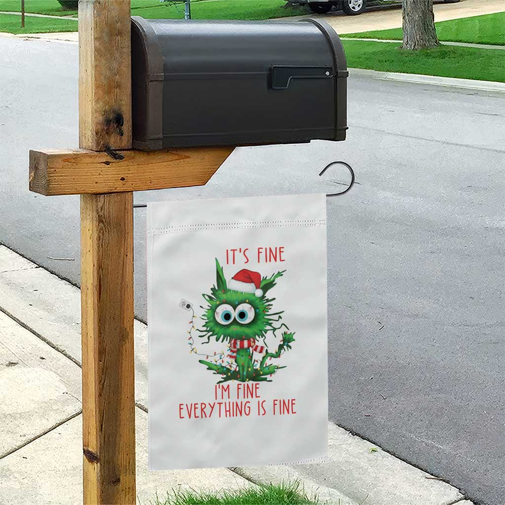 Funny Cat Green Christmas Garden Flag It Is Fine I Am Fine Everything Is Fine TS14 Print Your Wear