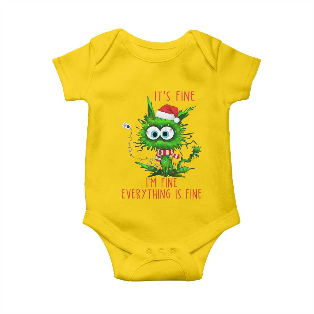 Funny Cat Green Christmas Baby Onesie It Is Fine I Am Fine Everything Is Fine TS14 Daisy Print Your Wear