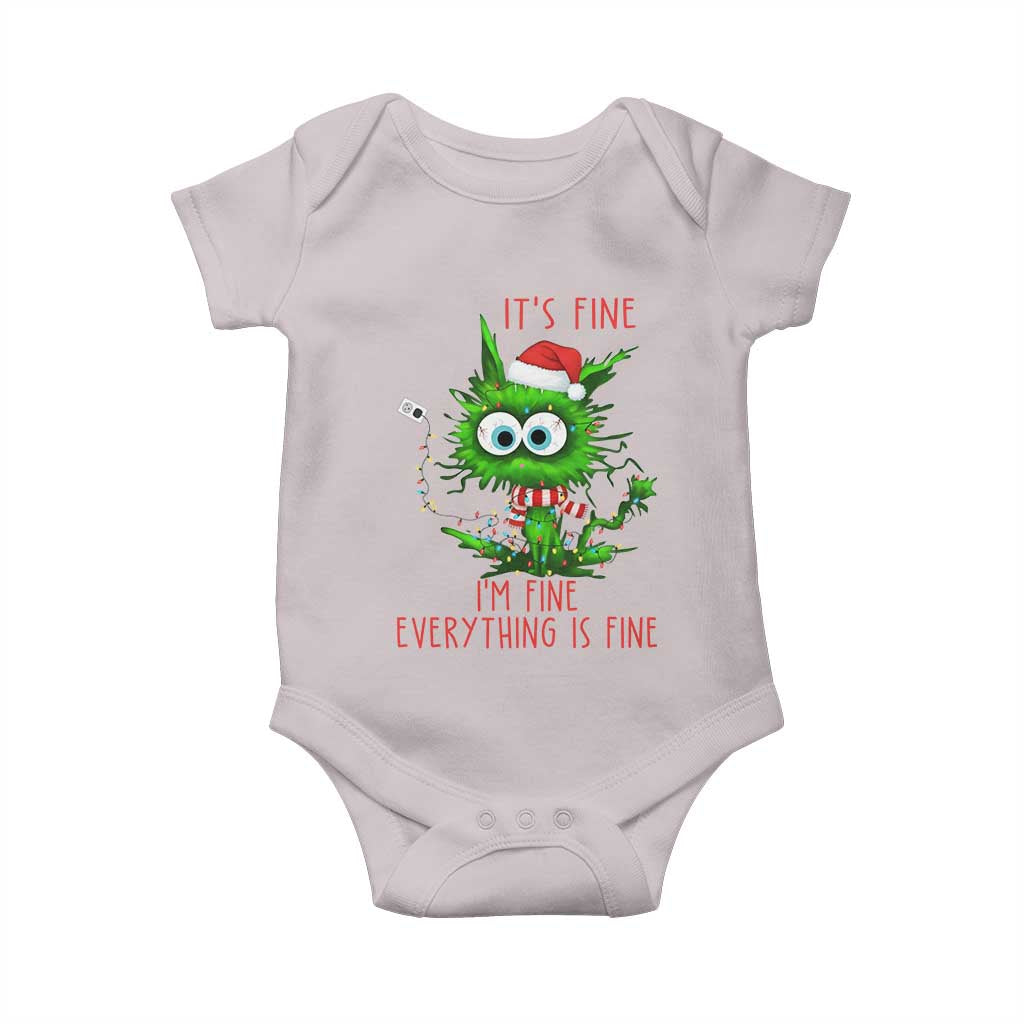 Funny Cat Green Christmas Baby Onesie It Is Fine I Am Fine Everything Is Fine TS14 Ice Gray Print Your Wear
