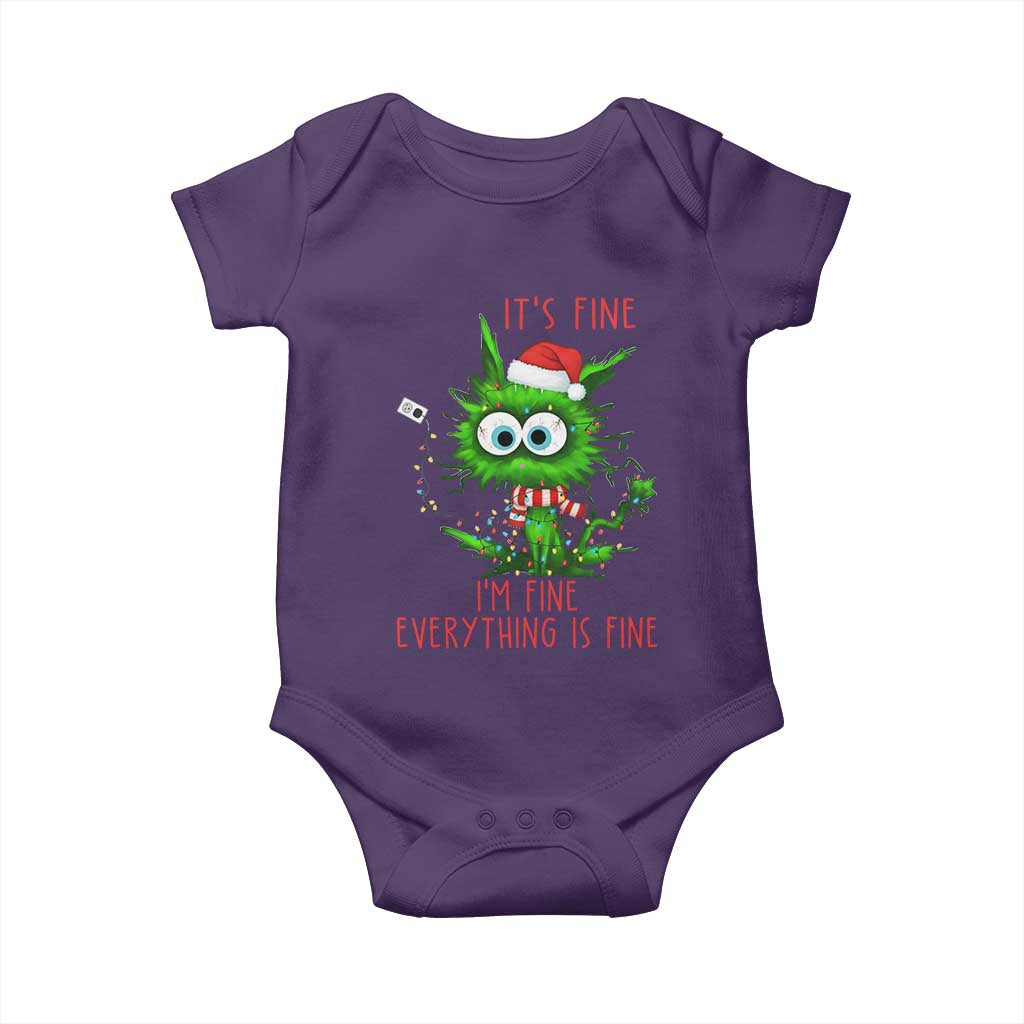 Funny Cat Green Christmas Baby Onesie It Is Fine I Am Fine Everything Is Fine TS14 Purple Print Your Wear