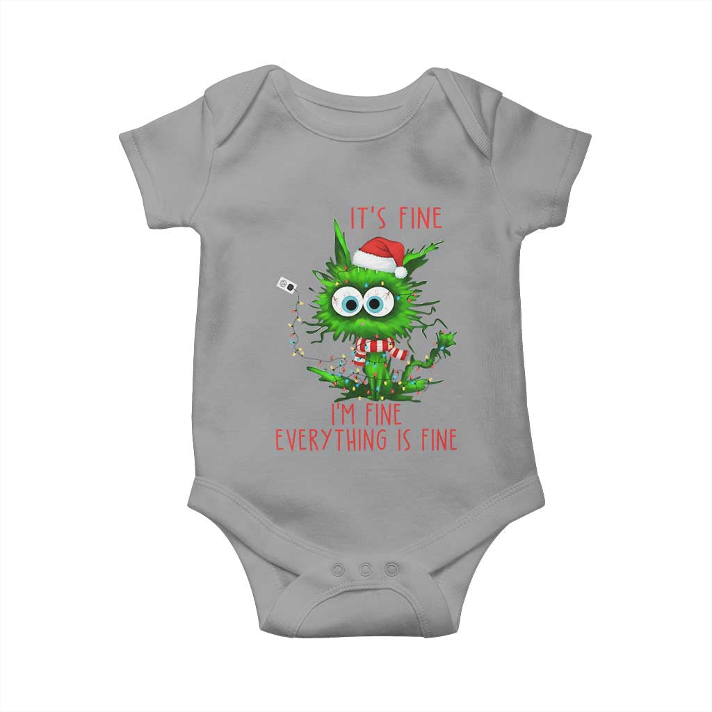 Funny Cat Green Christmas Baby Onesie It Is Fine I Am Fine Everything Is Fine TS14 Sport Gray Print Your Wear