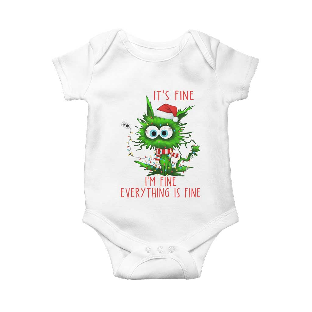 Funny Cat Green Christmas Baby Onesie It Is Fine I Am Fine Everything Is Fine TS14 White Print Your Wear