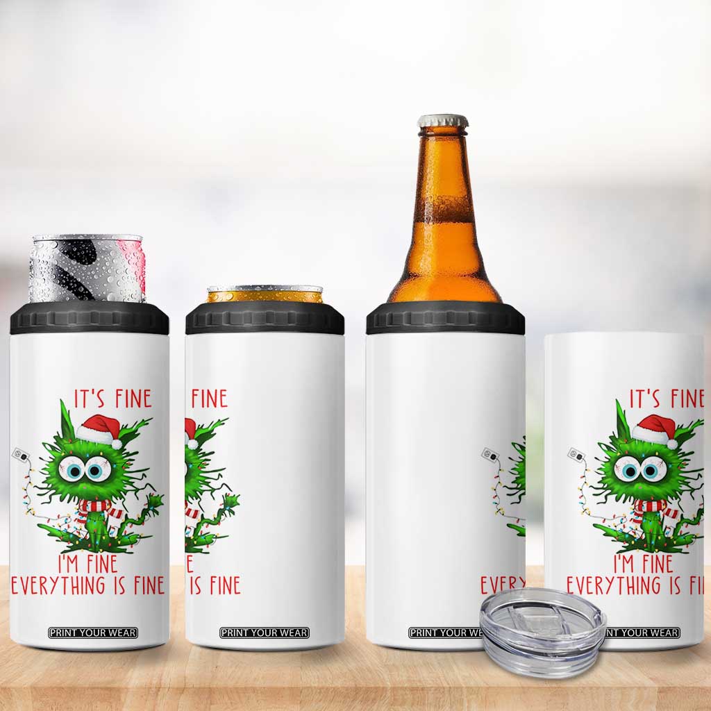 Funny Cat Green Christmas 4 in 1 Can Cooler Tumbler It Is Fine I Am Fine Everything Is Fine TS14 Print Your Wear