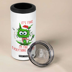 Funny Cat Green Christmas 4 in 1 Can Cooler Tumbler It Is Fine I Am Fine Everything Is Fine TS14 Print Your Wear
