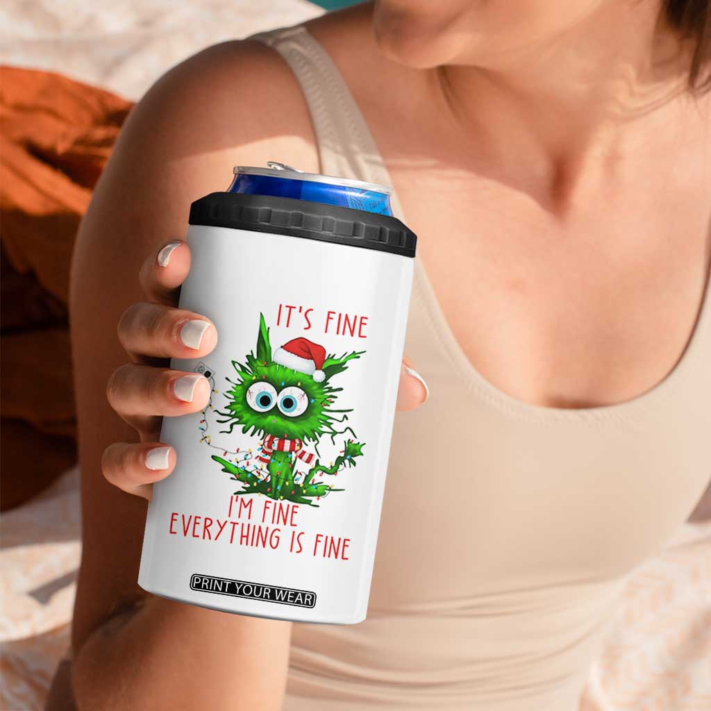 Funny Cat Green Christmas 4 in 1 Can Cooler Tumbler It Is Fine I Am Fine Everything Is Fine TS14 Print Your Wear