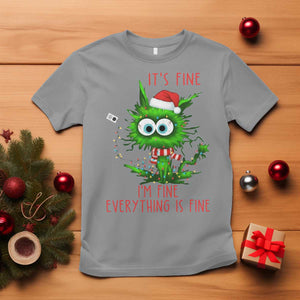 Funny Cat Green Christmas T Shirt It Is Fine I Am Fine Everything Is Fine TS14 Sport Gray Print Your Wear
