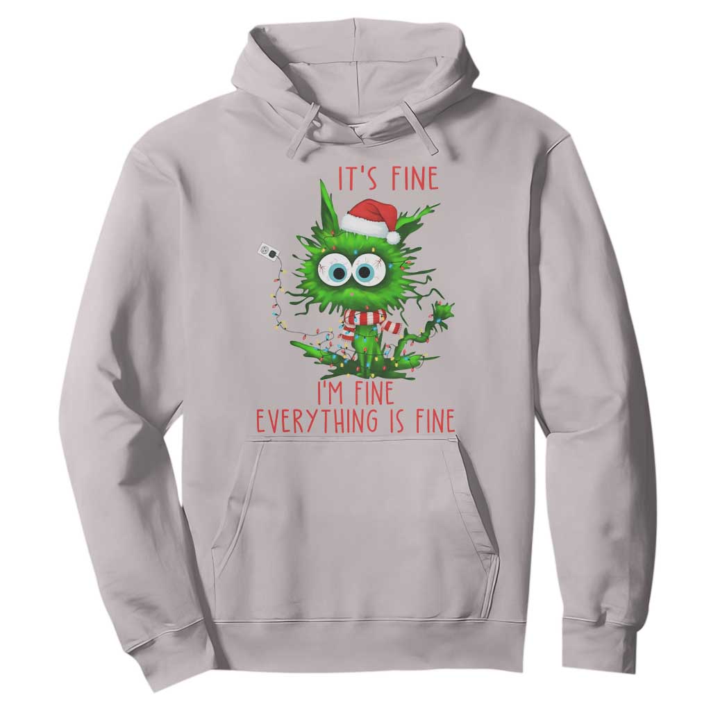 Funny Cat Green Christmas Hoodie It Is Fine I Am Fine Everything Is Fine TS14 Ice Gray Print Your Wear