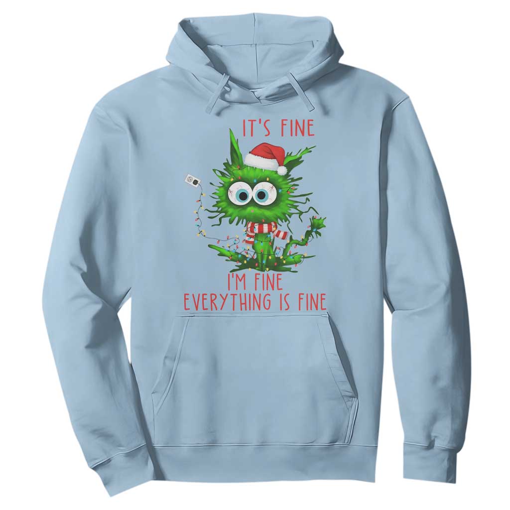 Funny Cat Green Christmas Hoodie It Is Fine I Am Fine Everything Is Fine TS14 Light Blue Print Your Wear