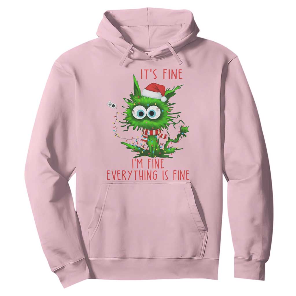 Funny Cat Green Christmas Hoodie It Is Fine I Am Fine Everything Is Fine TS14 Light Pink Print Your Wear