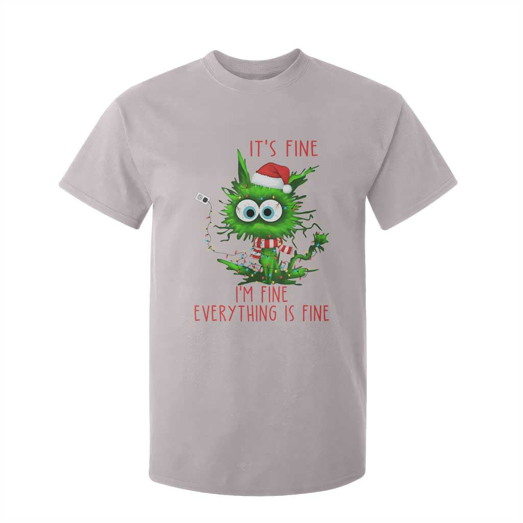 Funny Cat Green Christmas T Shirt For Kid It Is Fine I Am Fine Everything Is Fine TS14 Ice Gray Print Your Wear