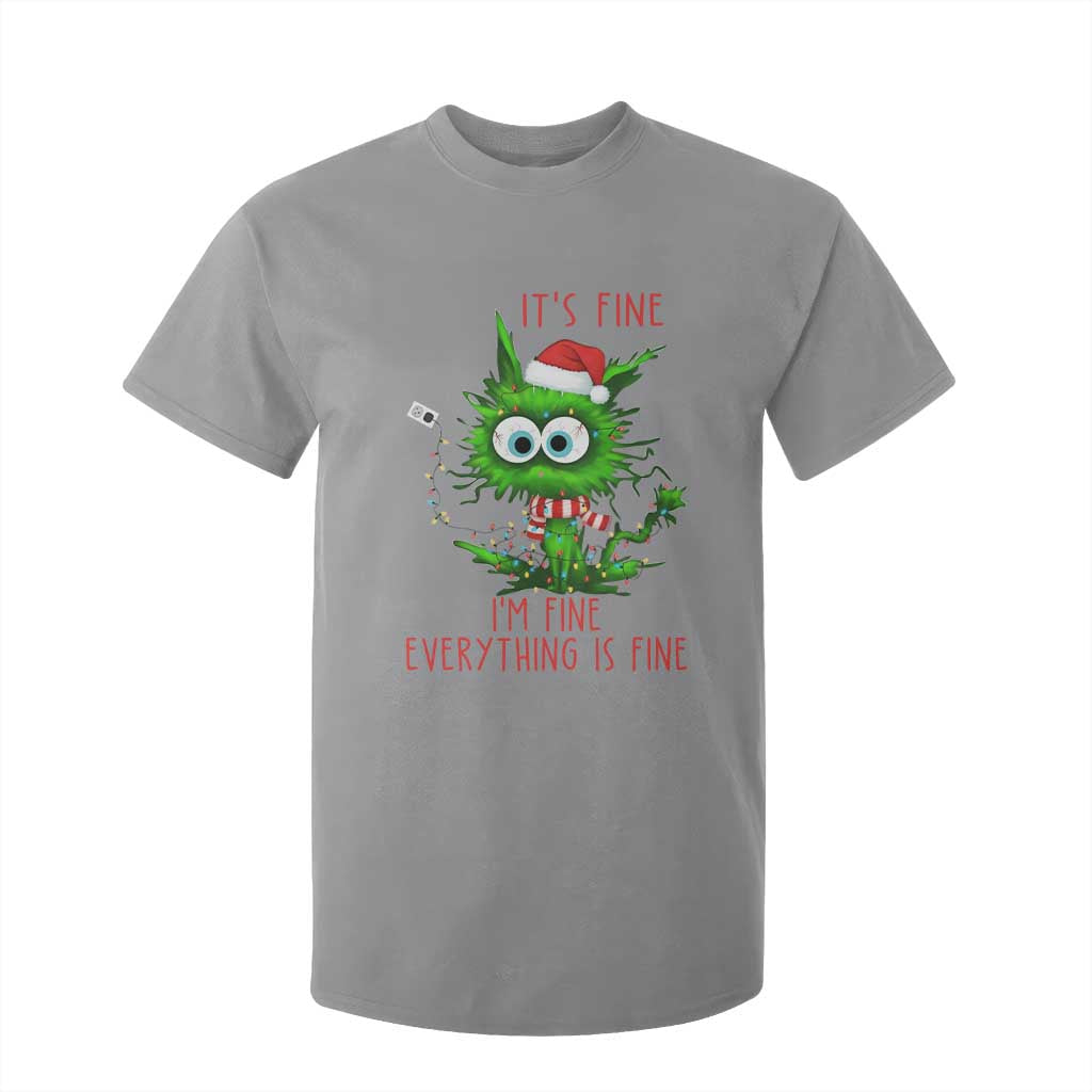 Funny Cat Green Christmas T Shirt For Kid It Is Fine I Am Fine Everything Is Fine TS14 Sport Gray Print Your Wear