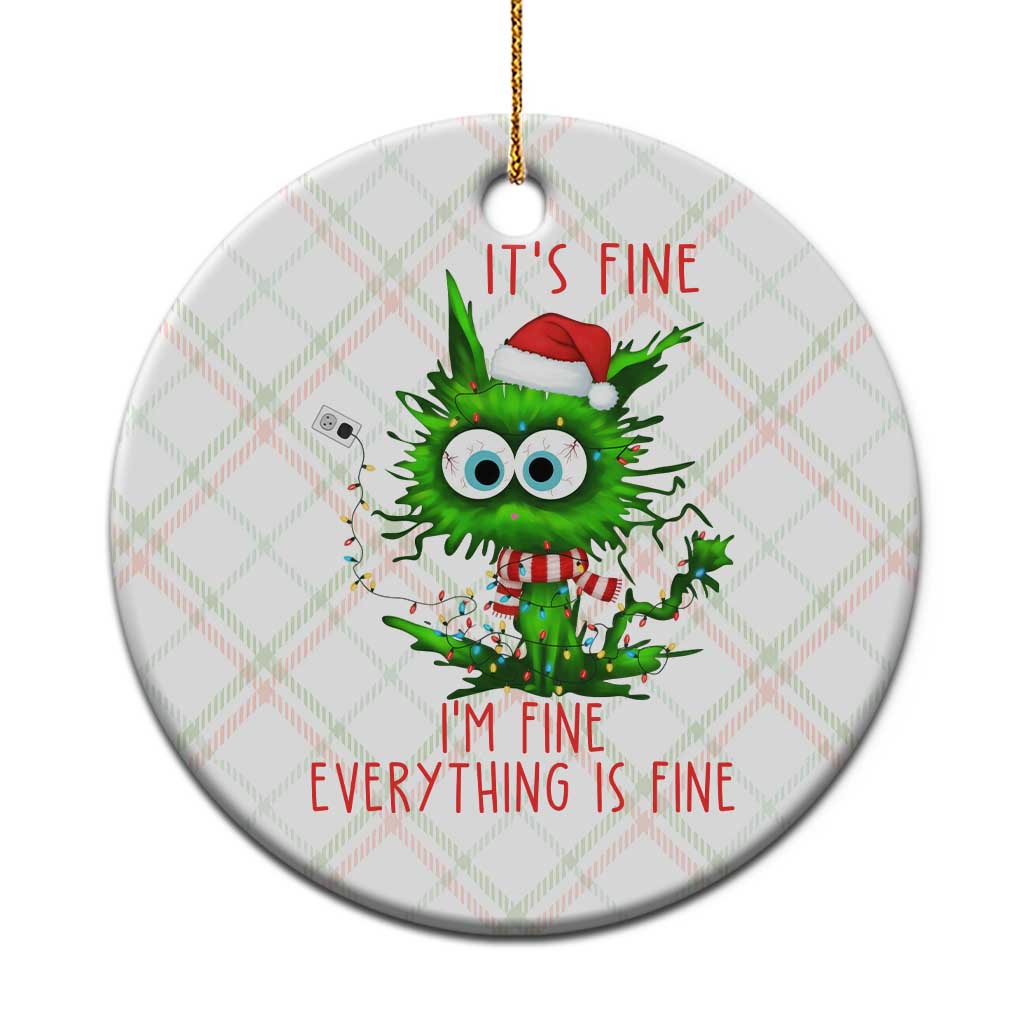 Funny Cat Green Christmas Ceramic Ornament It Is Fine I Am Fine Everything Is Fine TS14 1pc Christmas Plaid Print Your Wear