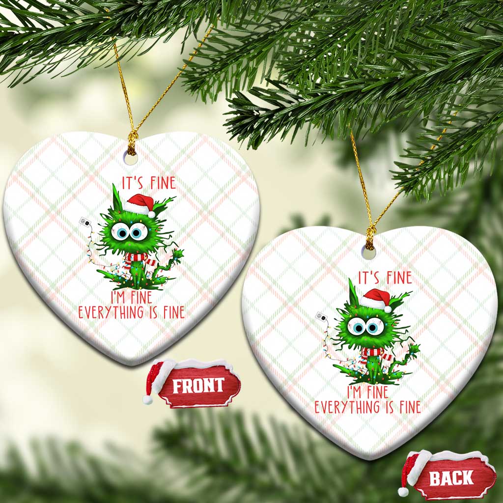 Funny Cat Green Christmas Ceramic Ornament It Is Fine I Am Fine Everything Is Fine TS14 Print Your Wear