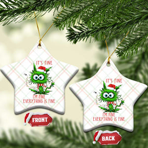 Funny Cat Green Christmas Ceramic Ornament It Is Fine I Am Fine Everything Is Fine TS14 Print Your Wear