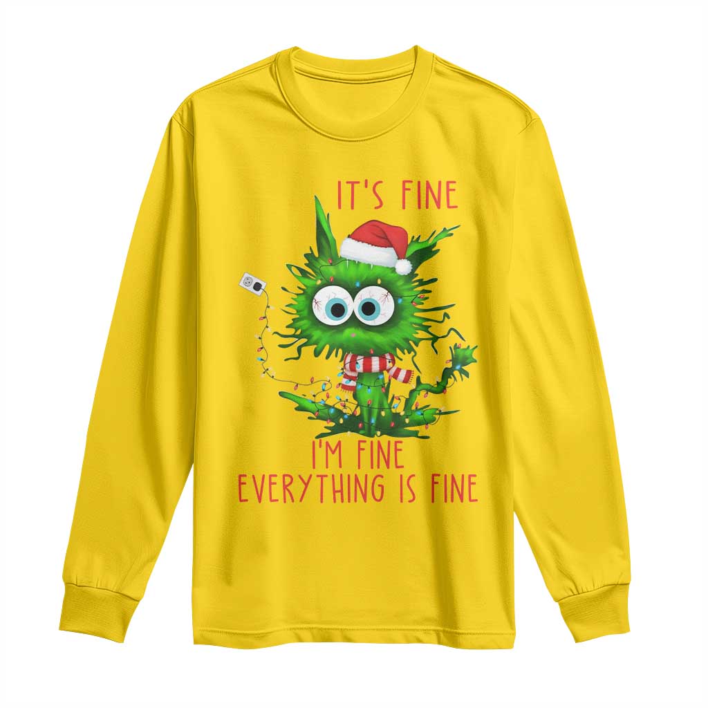 Funny Cat Green Christmas Long Sleeve Shirt It Is Fine I Am Fine Everything Is Fine TS14 Daisy Print Your Wear