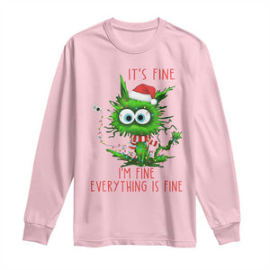 Funny Cat Green Christmas Long Sleeve Shirt It Is Fine I Am Fine Everything Is Fine TS14 Light Pink Print Your Wear