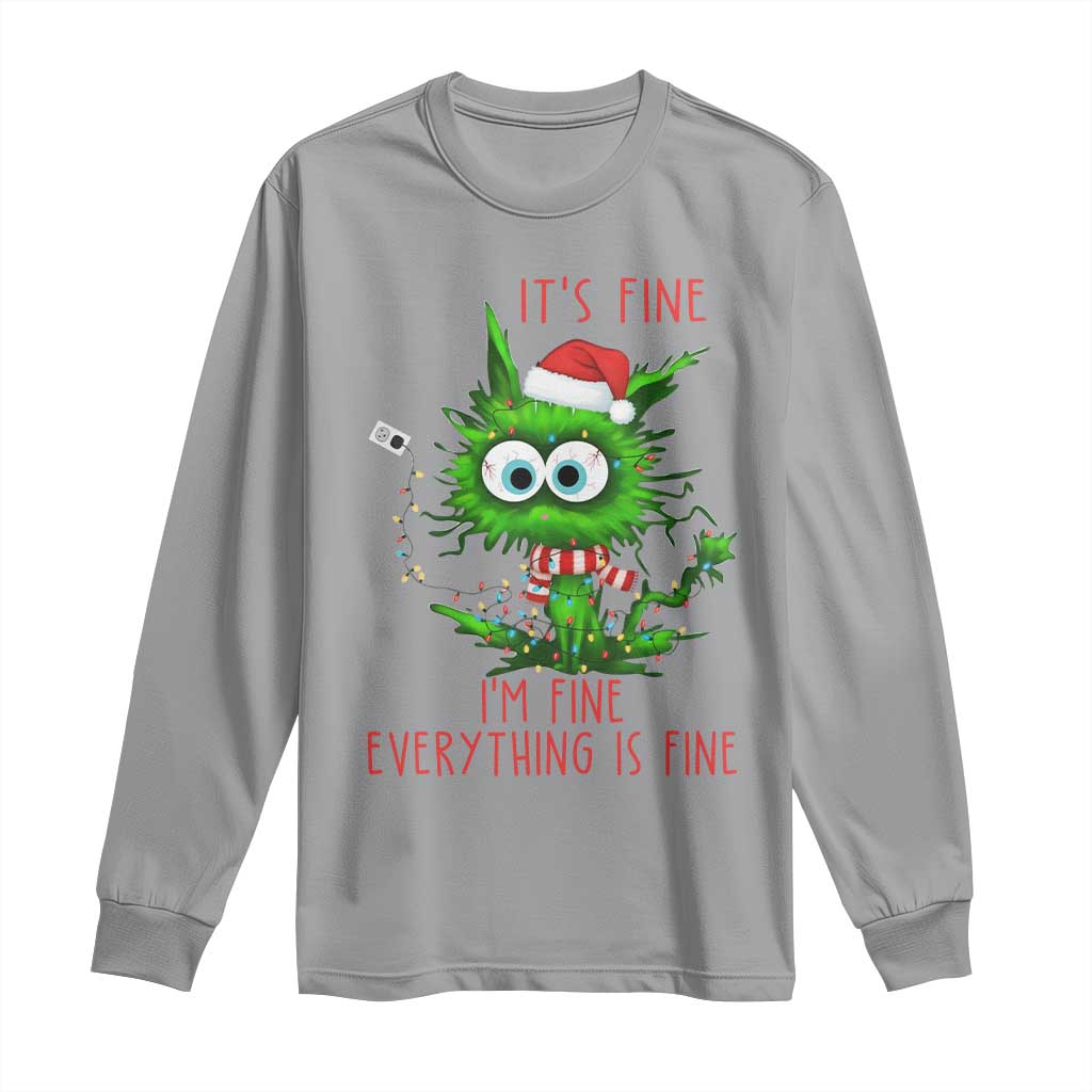Funny Cat Green Christmas Long Sleeve Shirt It Is Fine I Am Fine Everything Is Fine TS14 Sport Gray Print Your Wear