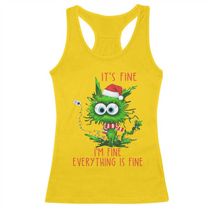 Funny Cat Green Christmas Racerback Tank Top It Is Fine I Am Fine Everything Is Fine TS14 Daisy Print Your Wear