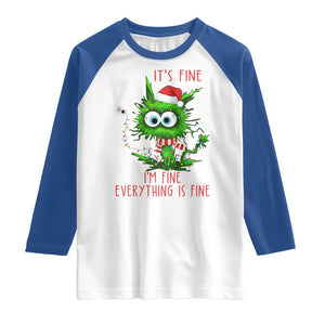 Funny Cat Green Christmas Raglan Shirt It Is Fine I Am Fine Everything Is Fine TS14 White Royal Print Your Wear