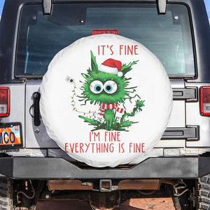 Funny Cat Green Christmas Spare Tire Cover It Is Fine I Am Fine Everything Is Fine TS14 No hole White Print Your Wear