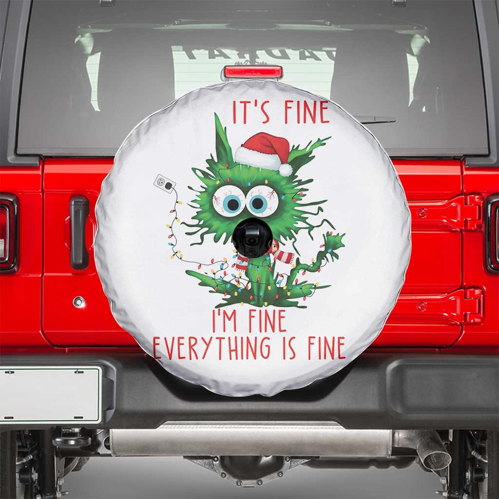 Funny Cat Green Christmas Spare Tire Cover It Is Fine I Am Fine Everything Is Fine TS14 White Print Your Wear