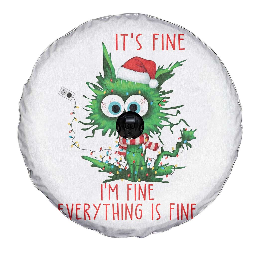 Funny Cat Green Christmas Spare Tire Cover It Is Fine I Am Fine Everything Is Fine - Print Your Wear