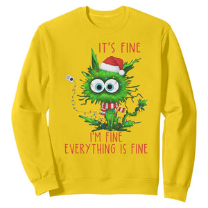 Funny Cat Green Christmas Sweatshirt It Is Fine I Am Fine Everything Is Fine TS14 Daisy Print Your Wear