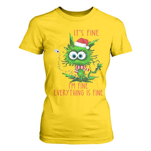 Funny Cat Green Christmas T Shirt For Women It Is Fine I Am Fine Everything Is Fine TS14 Daisy Print Your Wear