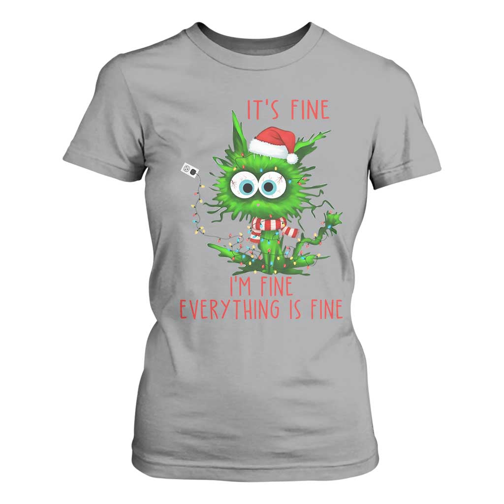 Funny Cat Green Christmas T Shirt For Women It Is Fine I Am Fine Everything Is Fine TS14 Sport Gray Print Your Wear