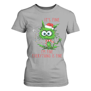 Funny Cat Green Christmas T Shirt For Women It Is Fine I Am Fine Everything Is Fine TS14 Sport Gray Print Your Wear