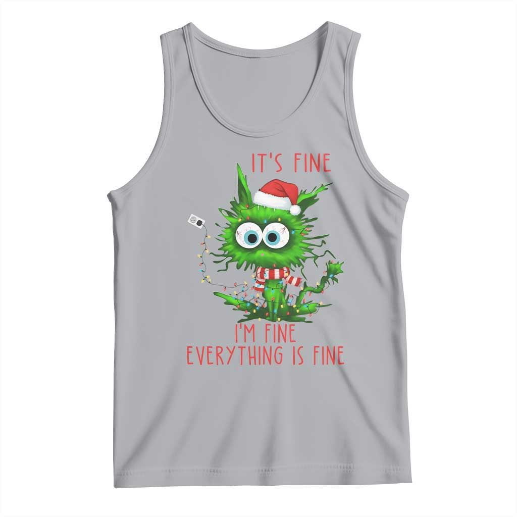 Funny Cat Green Christmas Tank Top It Is Fine I Am Fine Everything Is Fine TS14 Athletic Heather Print Your Wear