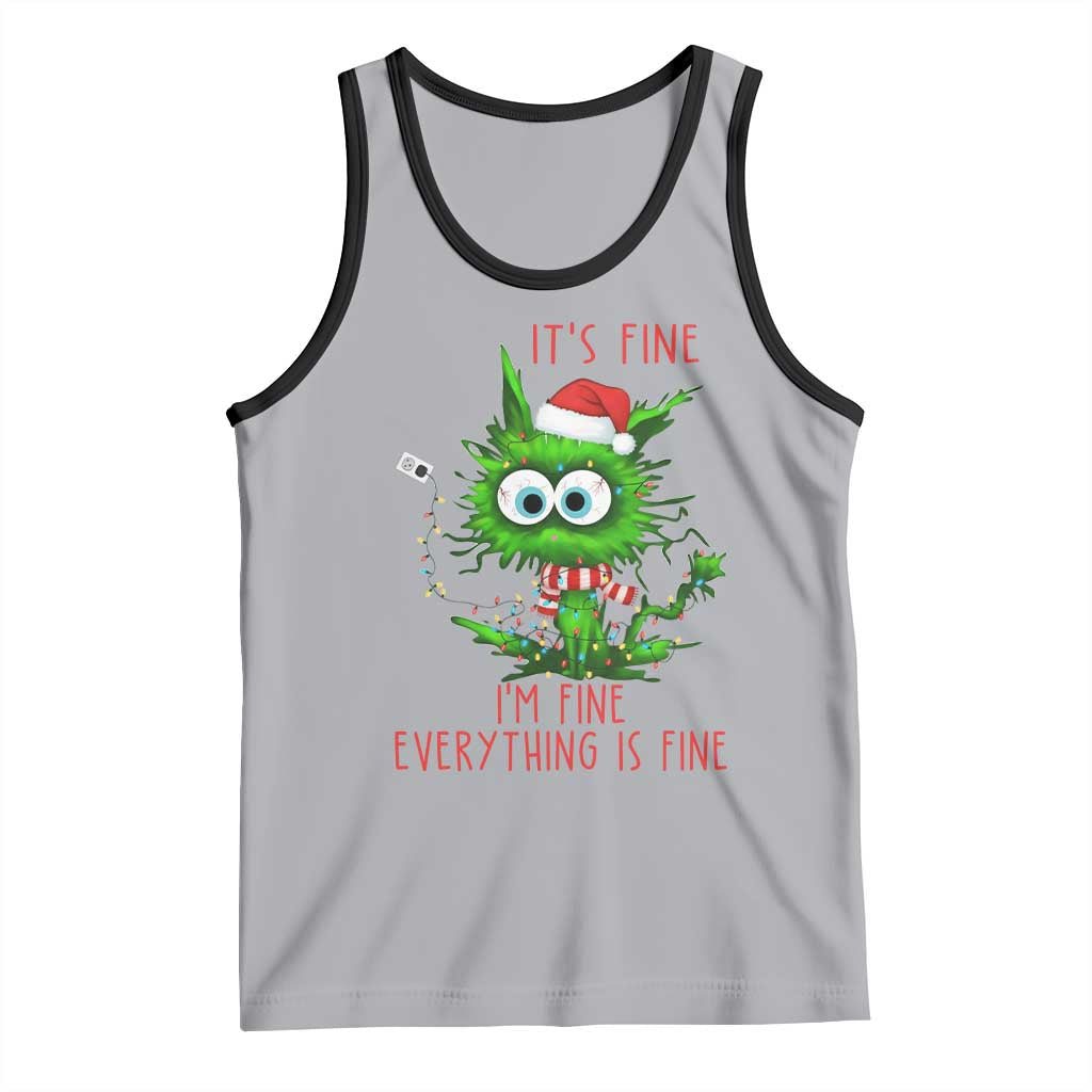 Funny Cat Green Christmas Tank Top It Is Fine I Am Fine Everything Is Fine TS14 Athletic Heather Black Print Your Wear