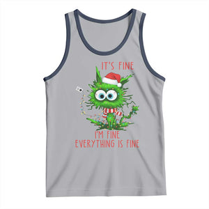 Funny Cat Green Christmas Tank Top It Is Fine I Am Fine Everything Is Fine TS14 Athletic Heather Navy Print Your Wear