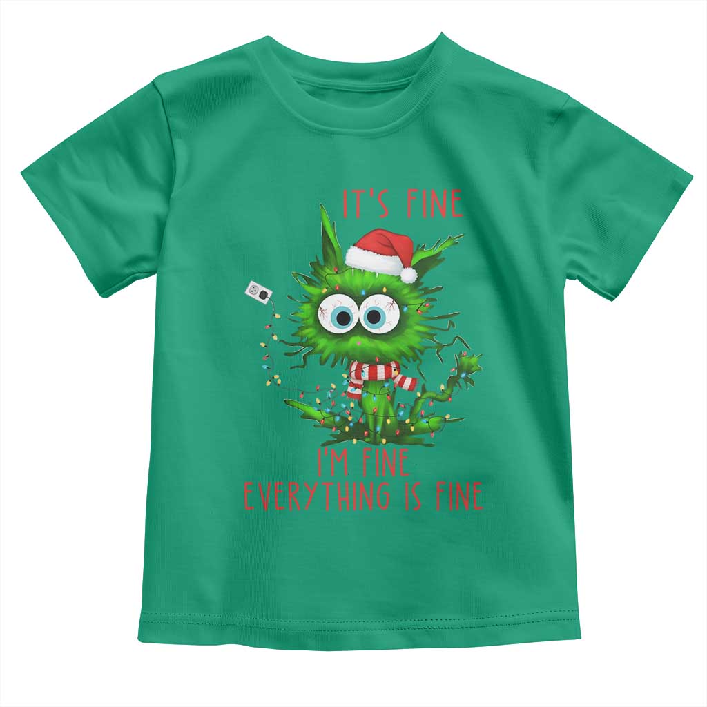 Funny Cat Green Christmas Toddler T Shirt It Is Fine I Am Fine Everything Is Fine TS14 Irish Green Print Your Wear
