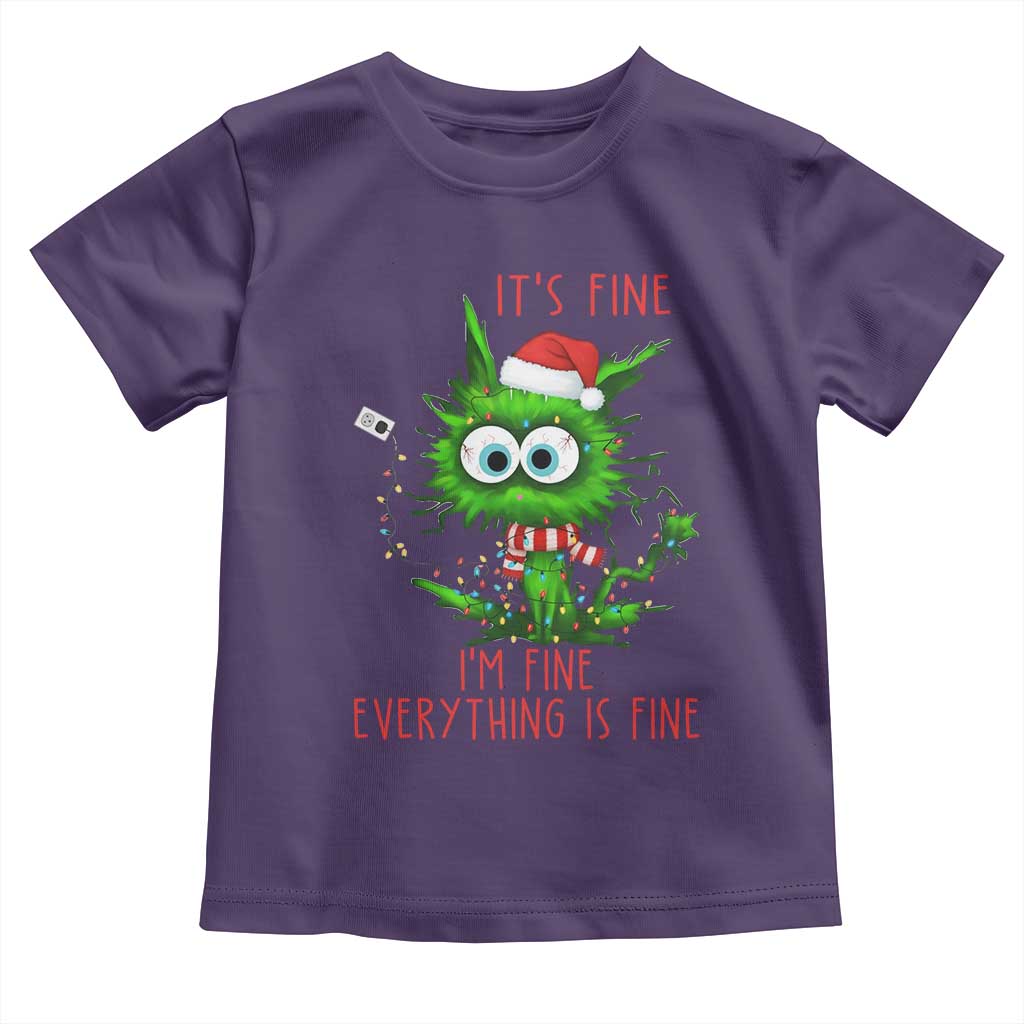 Funny Cat Green Christmas Toddler T Shirt It Is Fine I Am Fine Everything Is Fine TS14 Purple Print Your Wear
