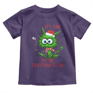 Funny Cat Green Christmas Toddler T Shirt It Is Fine I Am Fine Everything Is Fine TS14 Purple Print Your Wear