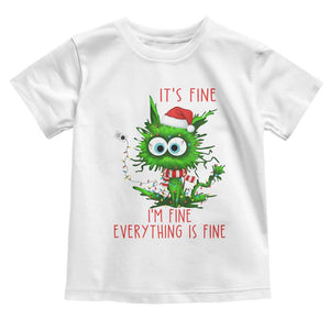 Funny Cat Green Christmas Toddler T Shirt It Is Fine I Am Fine Everything Is Fine TS14 White Print Your Wear