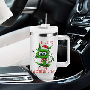 Funny Cat Green Christmas Tumbler With Handle It Is Fine I Am Fine Everything Is Fine TS14 Print Your Wear
