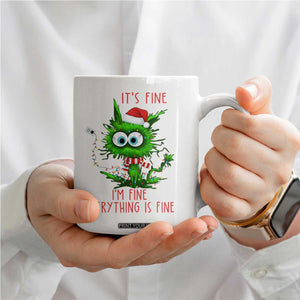 Funny Cat Green Christmas Coffee Mug It Is Fine I Am Fine Everything Is Fine TS14 Print Your Wear