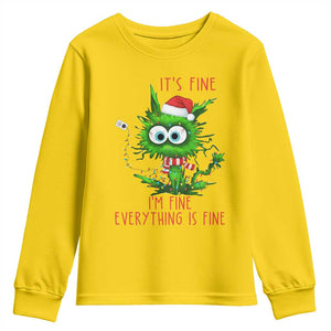 Funny Cat Green Christmas Youth Sweatshirt It Is Fine I Am Fine Everything Is Fine TS14 Daisy Print Your Wear