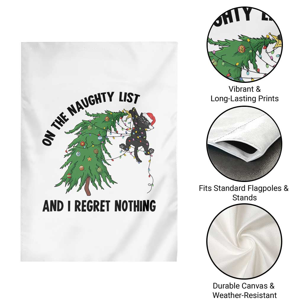 Funny Black Cat Christmas Garden Flag On the Naughty List And I Regret Nothing TS14 Print Your Wear